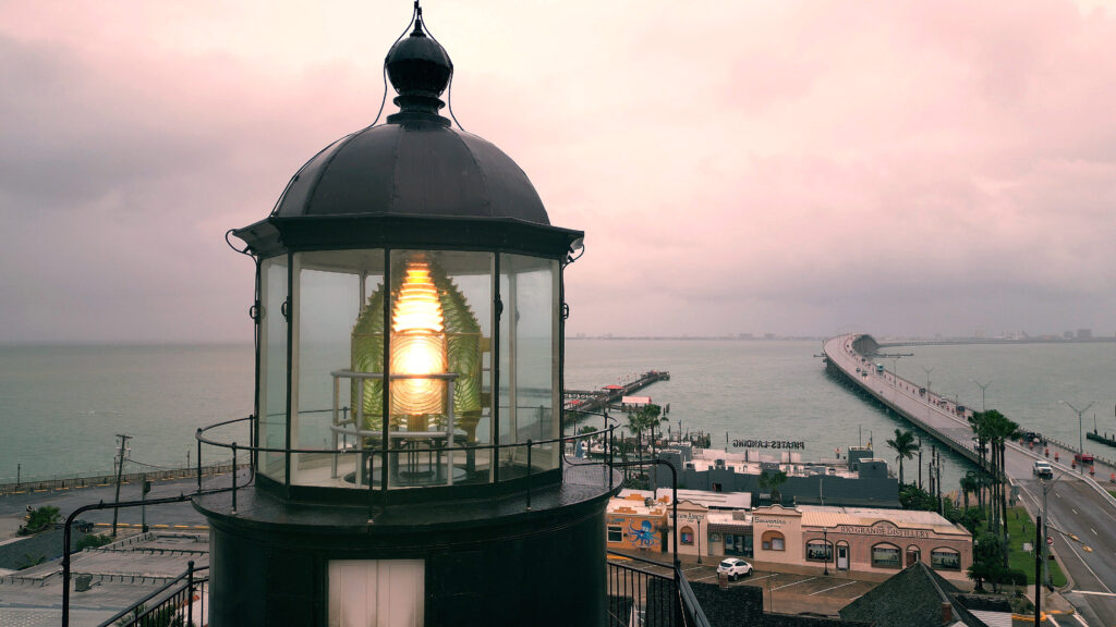 3rd Order Fresnel Lens in the top of the Port Isabel Lighthouse. Photo by Dan Spinella, ArtWorks Florida.